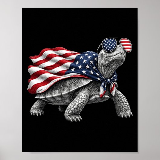 Poster Eastern Box Turtle 4th Of July Aamerican Flag (Devant)