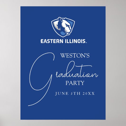 Poster Eastern Illinois Panthers Head and Wordmark Logo (Devant)