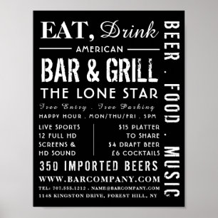 Poster Eat, Boire Bar & Grill, Pub / Brasserie Publicité