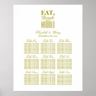 Poster Eat, Drink and be Married Gold Seating Chart
