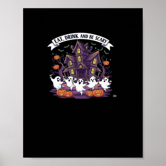 Poster Eat Drink And Be Scary Classic Funny Retro (Devant)