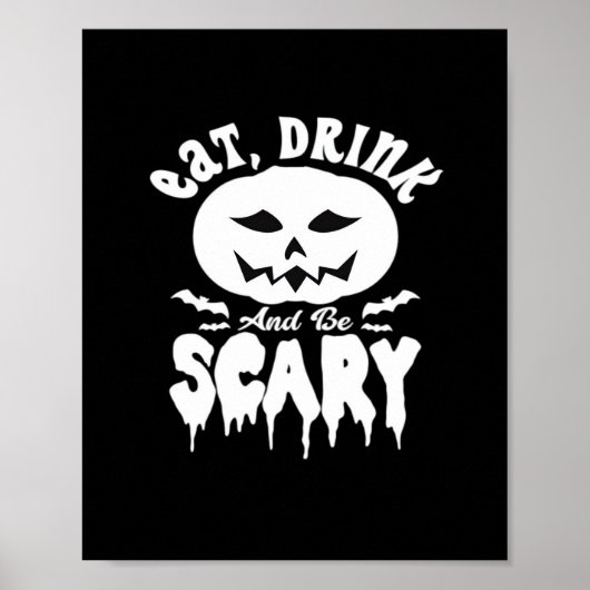 Poster Eat Drink And Be Scary Halloween Retro Classic (Devant)