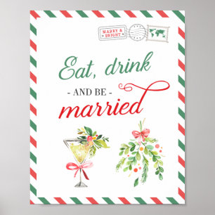 Poster Eat Drink Be Marry Mariage de Noël Fiançailles