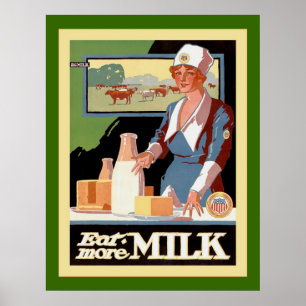 Poster Eat More Milk ~ Vintage Advertising