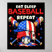 Poster Eat Sleep Baseball Repeat Funny Ice Cream Drip Cro (Devant)