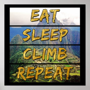 Poster Eat Sleep Climat Repeat - Machu Picchu, Pérou