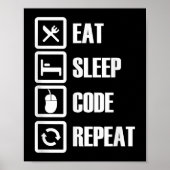 Poster Eat Sleep Code Répétition Coding Programmer Ingéni (Devant)
