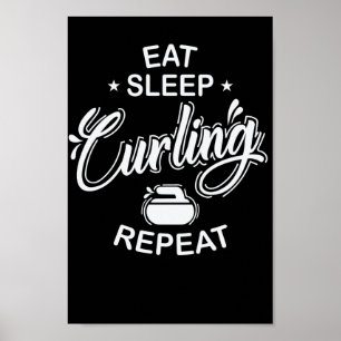Poster Eat Sleep Curling Repeat Wintersport