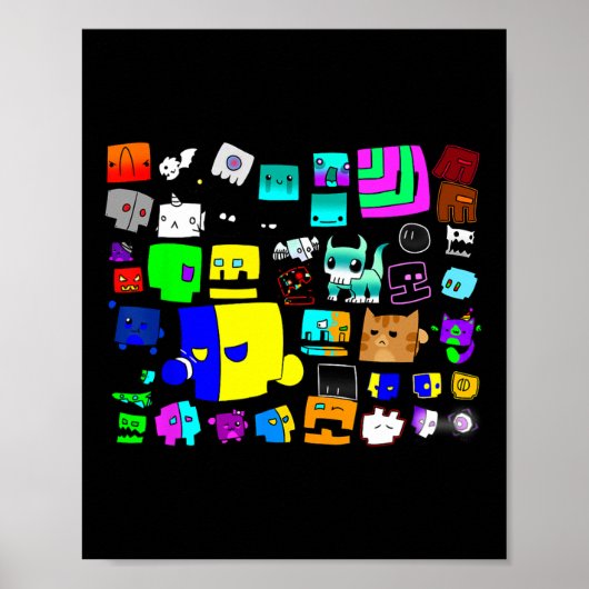 Poster Eat Sleep Dash Répéter Video Game Géométrie Vidéo  (Devant)