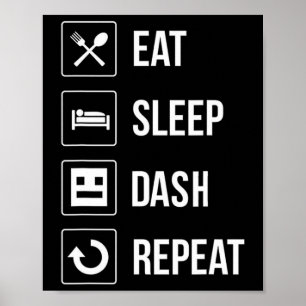 Poster Eat Sleep Dash Répéter Video Game Géométrie Vidéo 