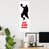 Poster Eat Sleep Jouer au basket-ball Joueur Silhouette P (Bureau à domicile)