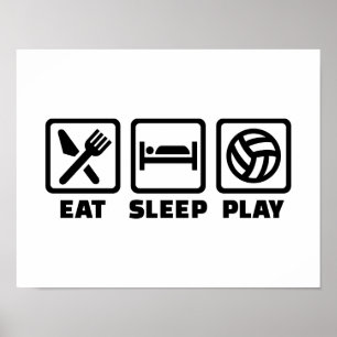 Poster Eat Sleep jouer au volley-ball