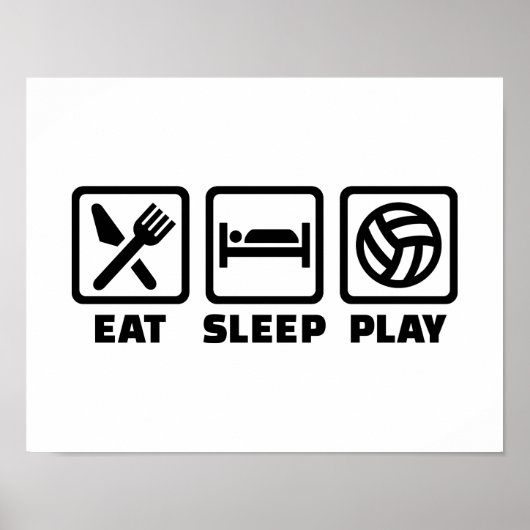 Poster Eat Sleep jouer au volley-ball (Devant)