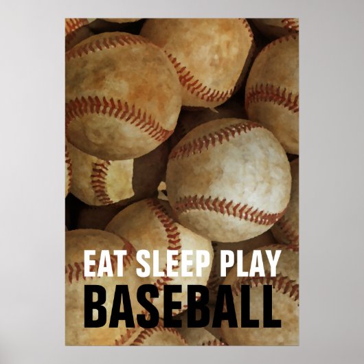 Poster Eat Sleep Jouer Baseball Art (Devant)