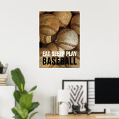 Poster Eat Sleep Jouer Baseball Art (Bureau à domicile)