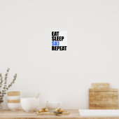 Poster Eat Sleep Ski Repeat Winter Mountains Skiing Lodge (Cuisine)