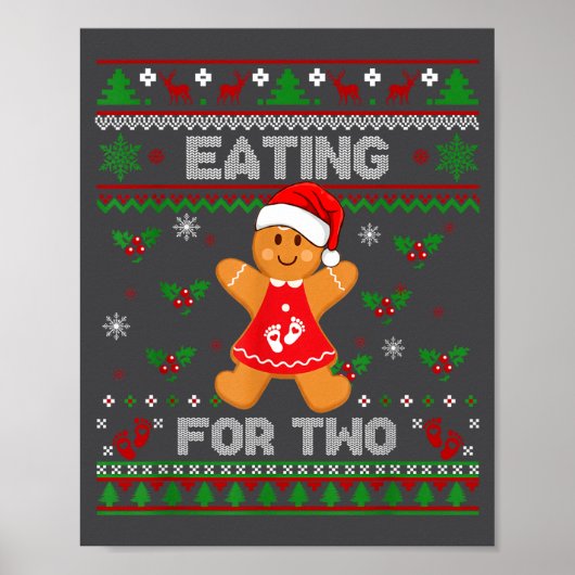 Poster Eating For Two Pregnancy Announcement Ugly Sweater (Devant)