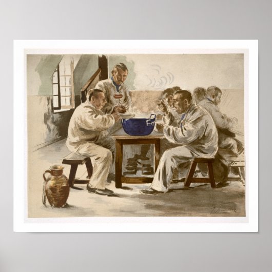 Poster Eating Soup at the Barracks, from 'L'Estampe Moder (Devant)