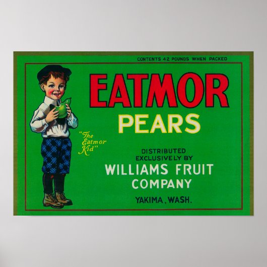 Poster Eatmor Pear Crate LabelYakima, WA (Devant)