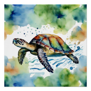 Poster Eau Abstraite de la tortue de mer
