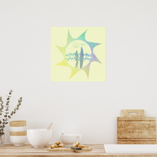 Poster Eau Bébé Soleil Surf détendu (Cuisine)