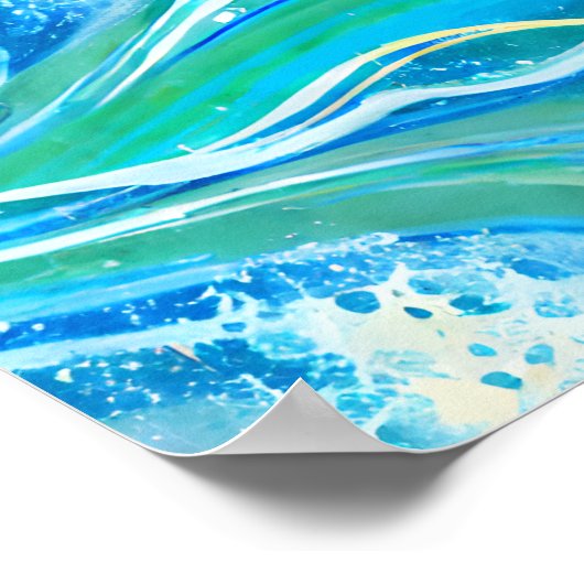Poster Eau Bleue Océan Vagues de mer (Coin)