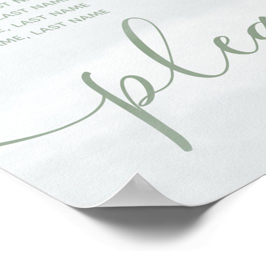 Poster Eau couleur bleu chic Dusty vert eucalyptus (Coin)