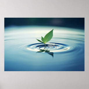 Poster Eau de feuilles Tranquille Nature paisible