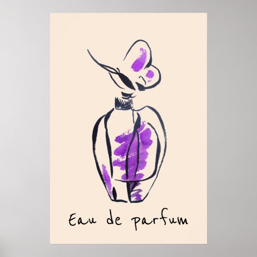 Poster Eau de parfum Illustration de mode parfum français (Devant)