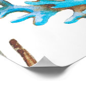 Poster Eau dessinée à la main motif marin avec coraux. Un (Coin)