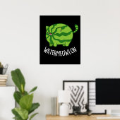Poster Eau-fond lon Funny Watermelon Chat Pun Dark BG (Bureau à domicile)