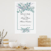 Poster Eau-forte Eucalyptus Verdure Bienvenue Mariage (Cuisine)