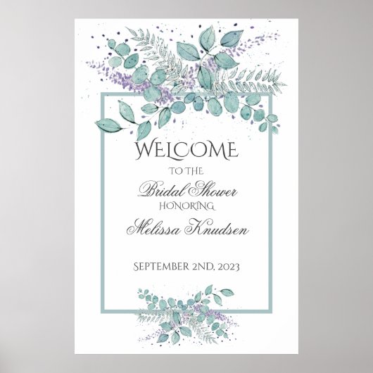 Poster Eau-forte Eucalyptus Verdure Bienvenue Mariage (Devant)