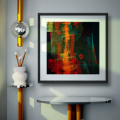 Poster Eau Orange Rouge Bleu moderne Art Abstrait Motif
