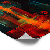 Poster Eau Orange Rouge Bleu moderne Art Abstrait Motif (Coin)