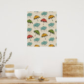 Poster Eau pluvieuse gouttes et parapluies (Cuisine)