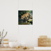 Poster Eau potable Leopard unique dans la peinture fluvia (Cuisine)