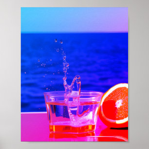 Poster Eau rose violet bleu des vagues océan