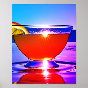 Poster Eau rose violet bleu des vagues océan