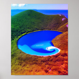 Poster Eau rose violet bleu des vagues océan