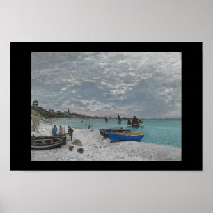 Poster Eau vintage de bateaux de peinture de Monet la