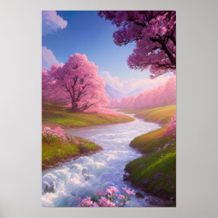 Poster Eaux de précipitation et champs en floraison