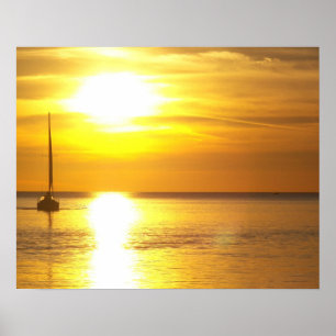 Poster Eaux du coucher de soleil