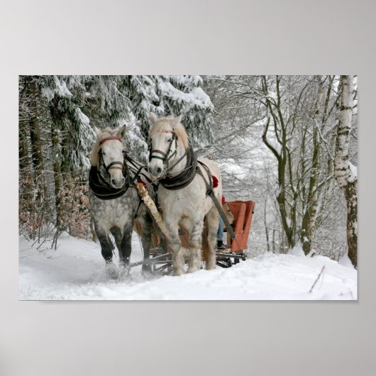 Poster Ébauche Chevaux Tirant Sleigh (Devant)