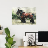 Poster Ébauche de l'équipe de cheval en harnais (Bureau à domicile)