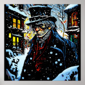 Poster Ebenezer Scrooge Victorian Christmas Winter Scène (Devant)