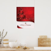 Poster Éblouissant Noël Rouge Golden & White Snowflakes (Cuisine)