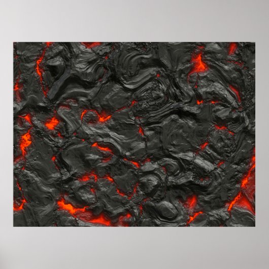 Poster Ébullition de la lave volcanique rocheuse (Devant)