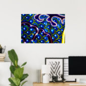 Poster Écailles Bleues Lumineuses (Bureau à domicile)