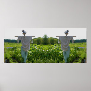 Poster Écart Dans Le Miroir Du Champ De Jardin Abstrait